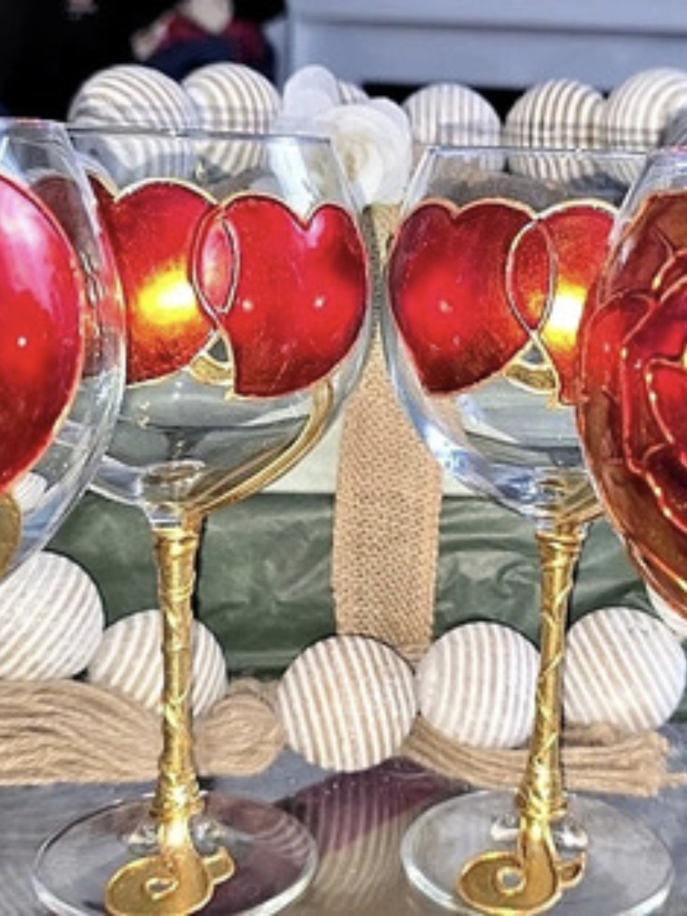 Uno Allo Volta Hand-Painted Red & Gold Wine Glasses